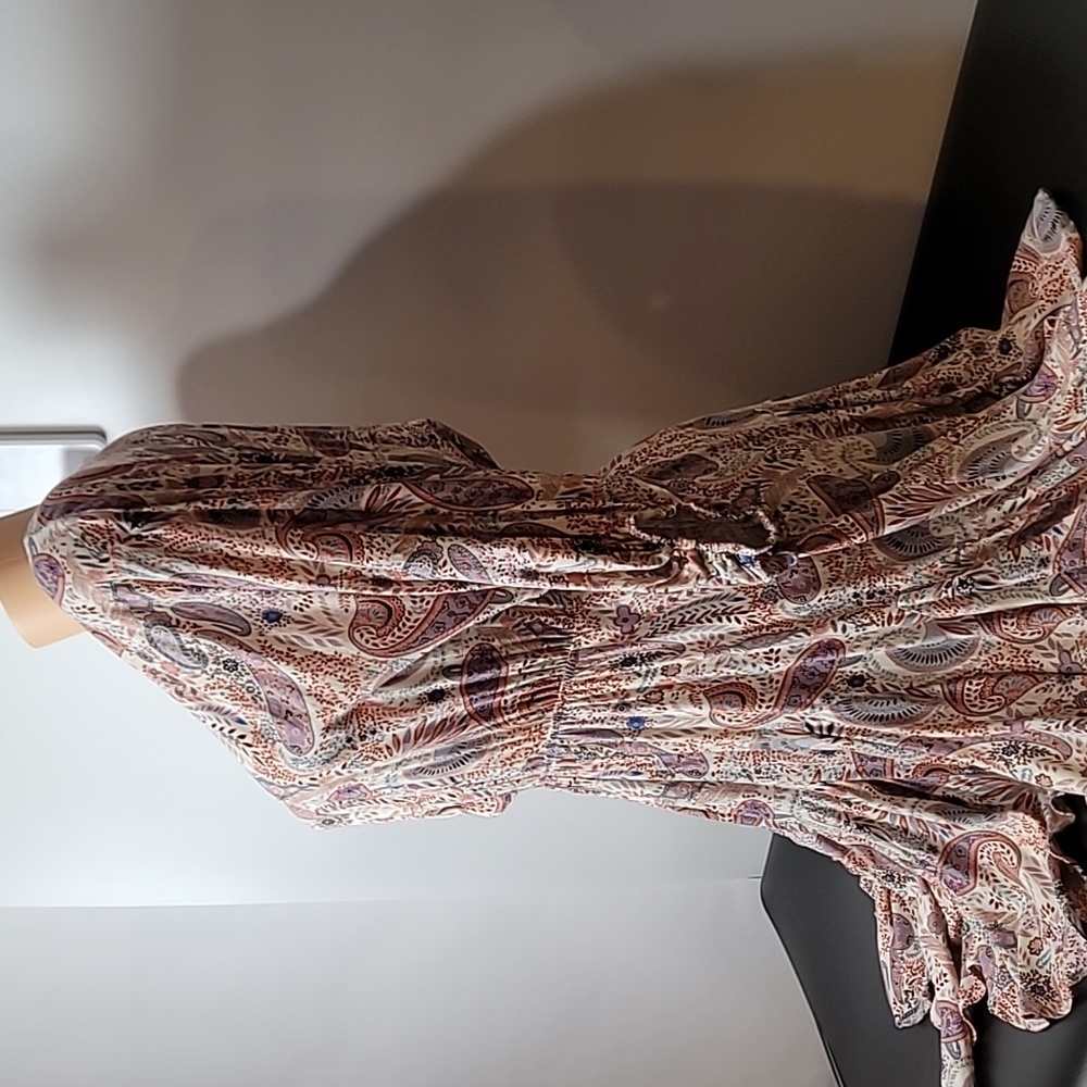 Boho Mittoshop Paisley & Floral Dress ~ V-neck ~ Flowy ~ Mauve ~ Cowgirl core - Picture 13 of 17